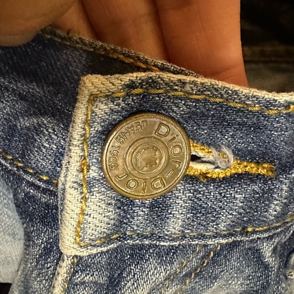 Dior-Dior Outlet Hemmed Blue Denim Distressed Low Waisted Women's Shorts - Picture 7 of 11